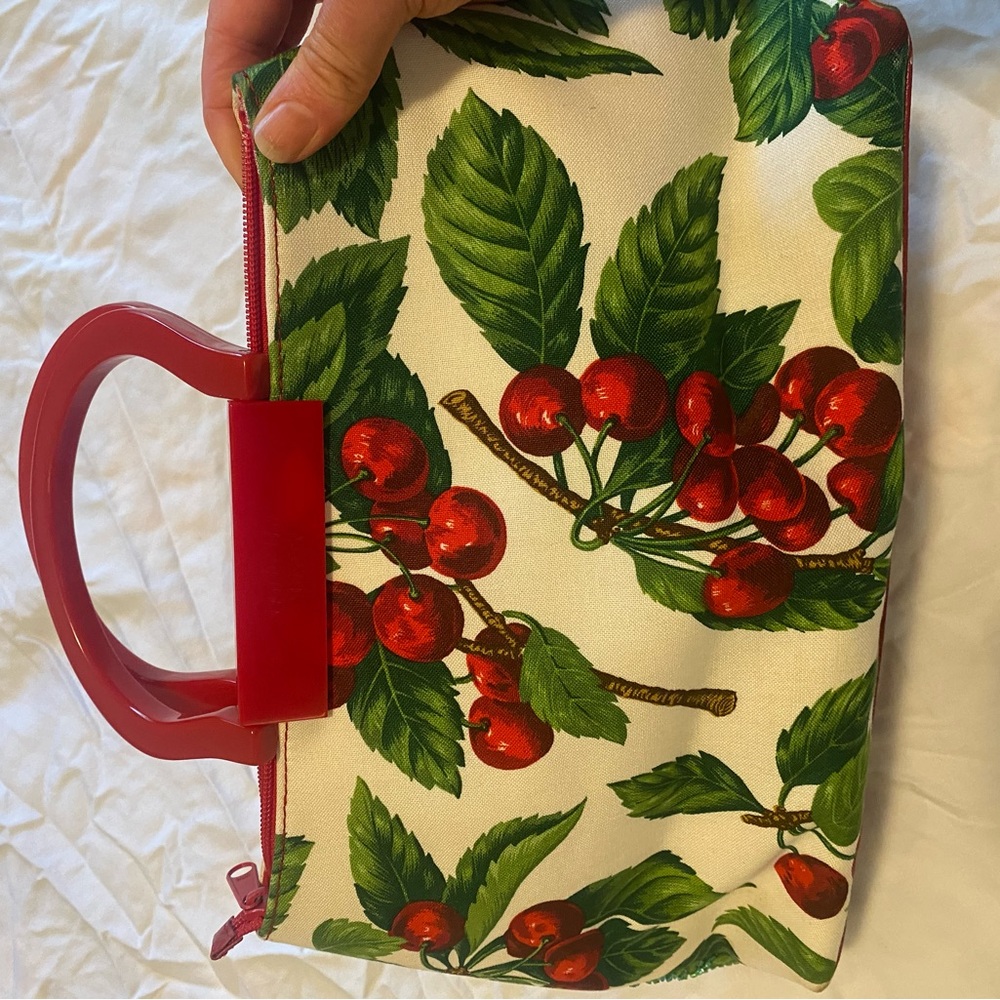Isabella Fiore Cherry Print Tote with Red Handles - Picture 2 of 5